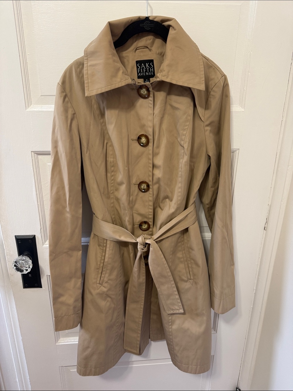 Saks Fifth Avenue Beige Belted Trench Coat